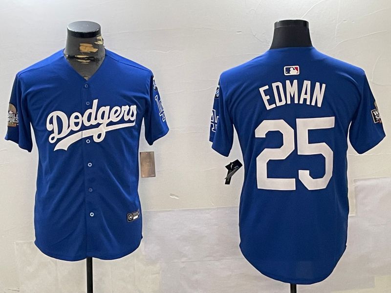 Men Los Angeles Dodgers 25 Edman Blue Game 2024 Nike MLB Jersey style 1120